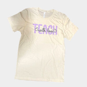 Teach‎ With Love Custom T-Shirt Unisex Medium Cotton Casual Teacher Gift NEW